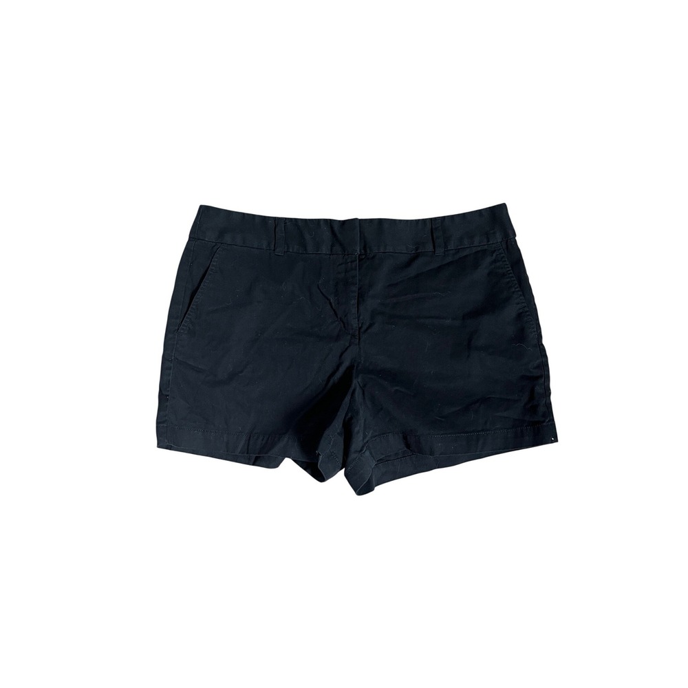LOFT Black Chino Shorts Size 12 Mid Rise Solid Casual Preppy Coastal Chic Basic